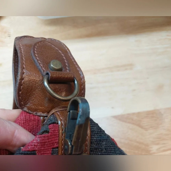 Turkish Wool Kilim Carpe backpack-bag Bohemian Tapestry Leather Straps Indiecore - Picture 10 of 11